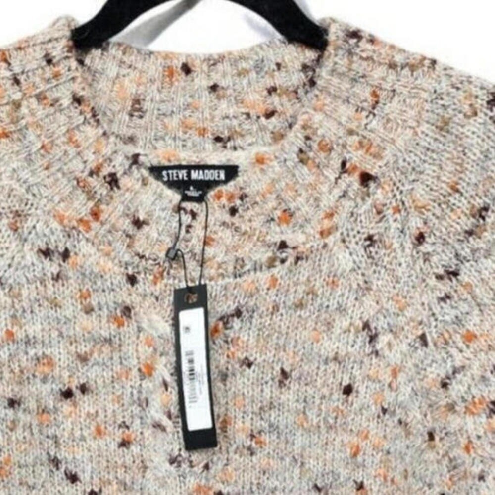 Steve Madden Sweater Women's Large Textured Cable-Knit Mock-Neck Alpaca Blend - Picture 3 of 10